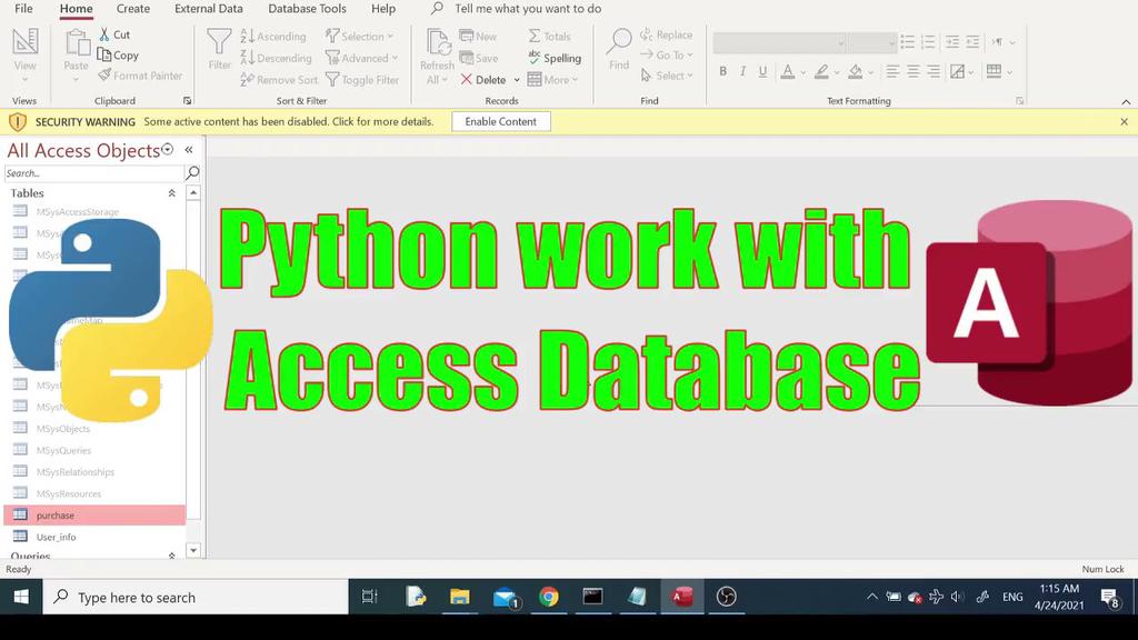'Video thumbnail for How To Connect And Work With MS Access Database Using Python pyodbc'
